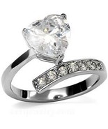 Heart Austrian Zircon Engagement Promise Ring 14k Gold over Silver Base - £14.93 GBP