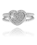 10 Tiny Diamonds 14k White Gold over 925 SS Double Twisted Rope Love Hea... - $950.15 MXN