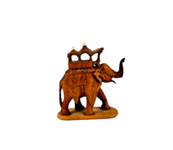 Small Wooden Carved Elephant Figurine - £15.53 GBP