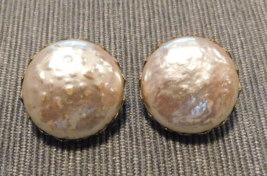 Miriam Haskell Vintage Baroque Cream Pearl Clip On Earrings Signed Large 1” Euvc - £39.27 GBP