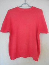 Vintage short sleeve 100% cotton Size L crew neck Dark Pink Sweater - $297.41 MXN