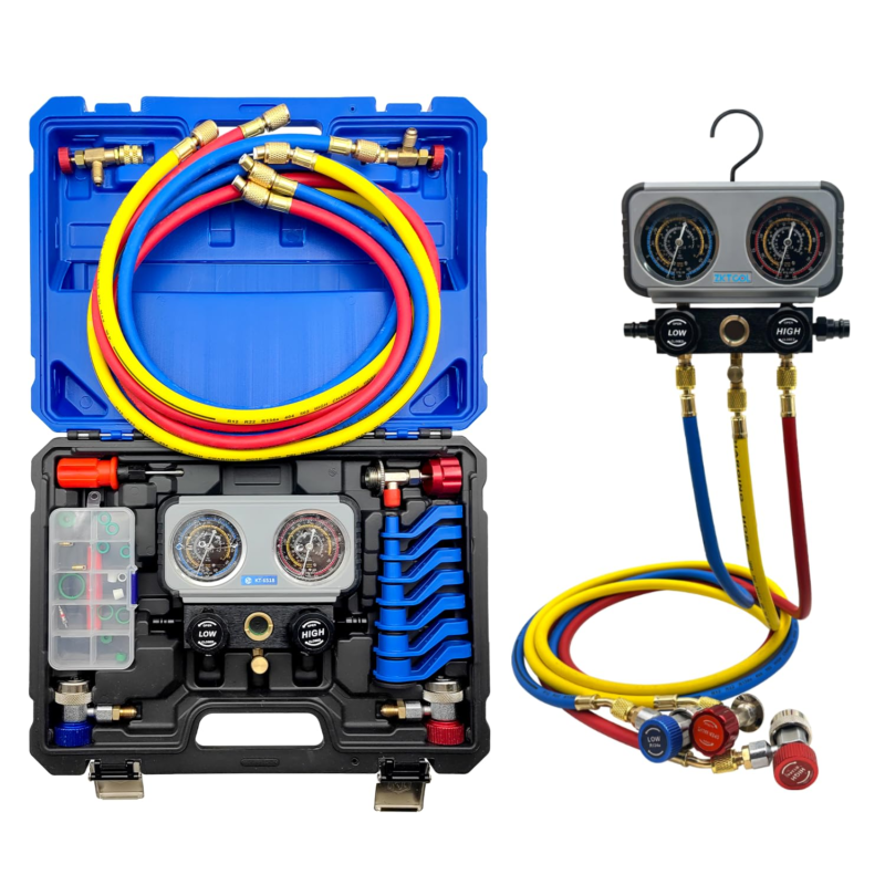 Automotive 4 Valve Manifold Gauge,6Pc Refrigerant Adapter Compatible wi... - $176.01