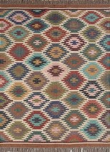 Indian Village Handwoven Wool Jute Kilim Area Rug Home Custom Rugs Decor Runner - £51.25 GBP+