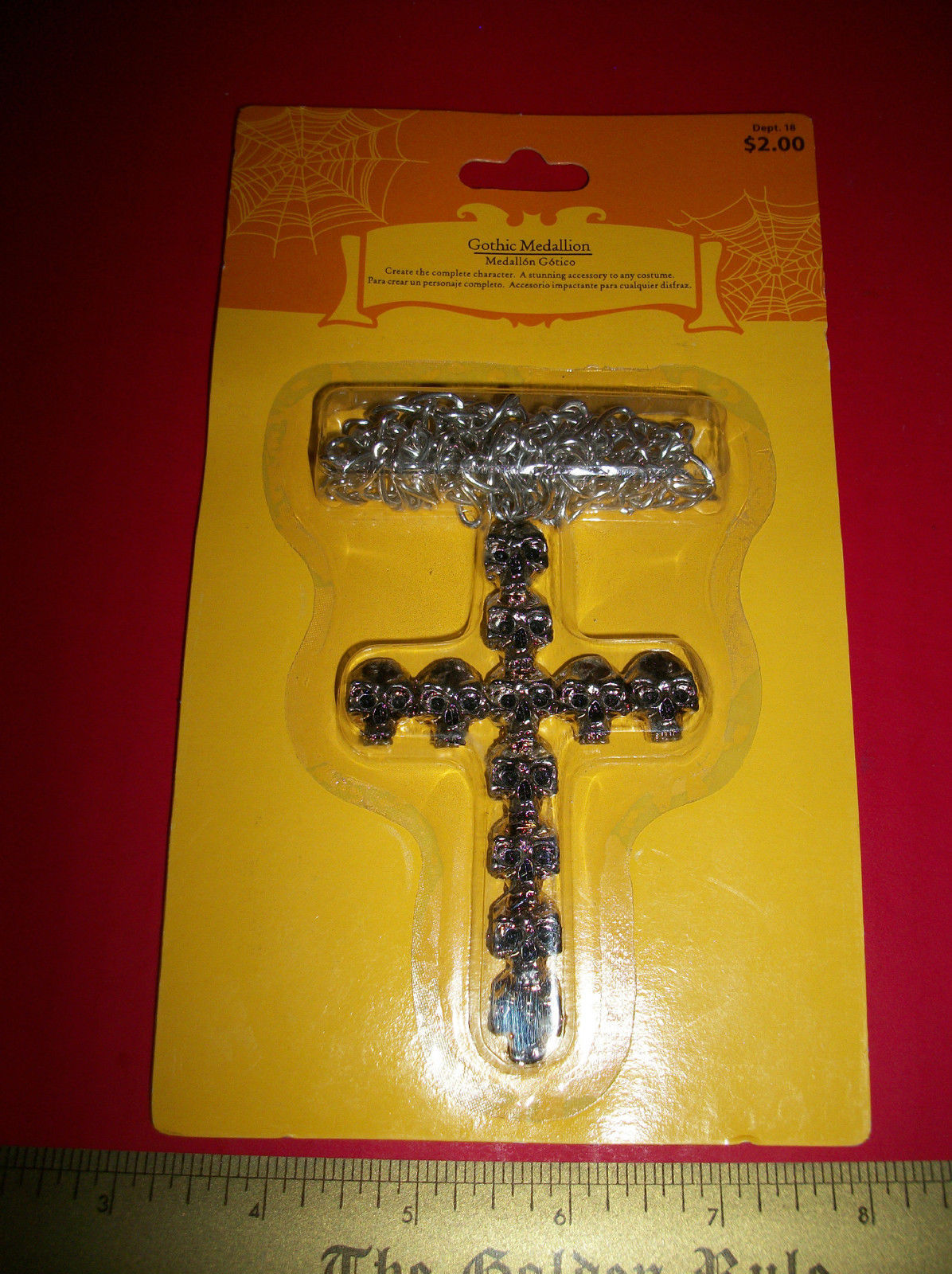 Fashion Holiday Costume Jewelry Prop Halloween Gothic Skull Medallion Ne... - $1.89