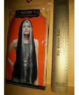 Women Wig 36 Inch Hair Halloween Costume Black White Streak Prop Fashion... - $106.16 MXN