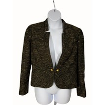 Vintage Mary Kay Black Gold Directors Sculpted Peplum Suit Jacket 12 Tall - £42.57 GBP