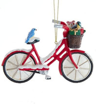 Kurt Adler 4.75" Resin Bicycle W/ Bluebird & Chickadee Christmas Ornament E0757 - £13.49 GBP