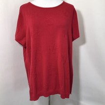 Talbots Red Anchor Print Short Sleeve Sweater Sz XL Pullover - $19.68