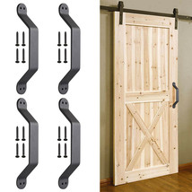 4Pc 9" Barn Handle Cast Iron Pull Gate Shed Cabinet Matte Black For Sliding Door - £43.90 GBP