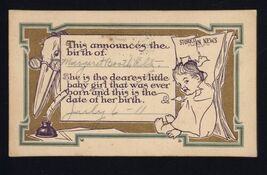 1911 BIRTH ANNOUNCEMENT - July 6 BABY GIRL * posted Moline ILL to Kansas... - $4.90
