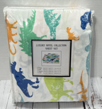 Dinosaur Twin Sheet Set Flat Fitted and Two Pillow Cases - £11.95 GBP