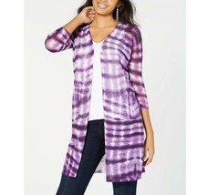 INC Womens S Purple Paradise Tie Dye 3/4 Sleeve Slits Cozy Cardigan Swea... - $31.18