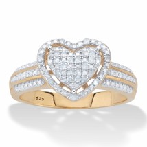 PalmBeach Jewelry 18k Gold-plated Silver Round Diamond Floating Heart Ring - £59.86 GBP