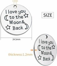 LOVE YOU TO THE MOON AND BACK Charms Antiqued Silver Quote Pendant Inspi... - $2.54
