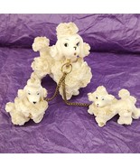 Vtg Lefton spaghetti poodle Dog w 2 Pups Puppies on Chain White gold Mom... - £19.01 GBP