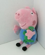 Peppa Pig Ty beanie baby Plush George holding Dinosaur w/ metal keychain clip - $13.50