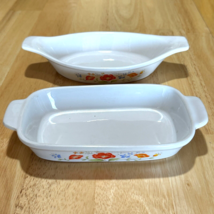 2 Vintage Northland Baking Dish Set Handles Oven Proof Floral Ceramic Japan - £18.40 GBP