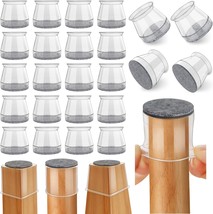 24 Pcs Chair Leg Floor Protectors, Silicone Felt Furniture Leg Pads, Fit:1.3“-2” - £34.76 GBP