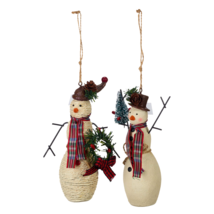 Ornament Woodland Snowman Textured, 2 assorted SHIPS IN 24 HOURS - MJ - £15.89 GBP