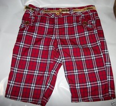 Disney Jonas Girl Clothes 8 Brothers Medium Ox Blood Red Bermuda Short Gold Belt - $13.29