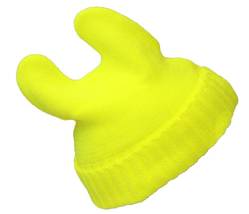Cute Adventure Ears Rib Knit Beanie Color Neon Yellow - £9.43 GBP