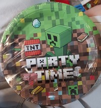 Pixel Miner Crafting Style Gamer Party plates 7 Inch - $3.96