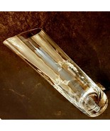 Grape Etched Glass Bud Vase 7&quot; tall Asymmetric Top Blown Glass Princess ... - £7.82 GBP