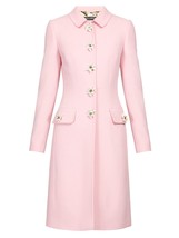 Dolce &amp; Gabbana 2019 Fall / Winter Runway Women Wool Floral Button Coat Pink - £1,037.06 GBP