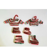 babys first Christmas ornament, knitted mini sweaters and booties tree d... - £13.44 GBP
