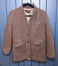 Vintage Womens Brown Tweed Plaid Blazer Large XL Cottagecore - £11.65 GBP