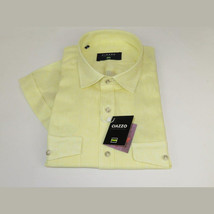 Men's Ciazzo Turkey 100% Linen Breathable Shirt Short Sleeves #Linen 22 Yellow image 5