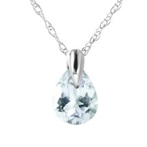 Galaxy Gold GG 0.68 Carat 14k 16&quot; Solid White Gold Necklace with Natural Aquamar - £203.37 GBP