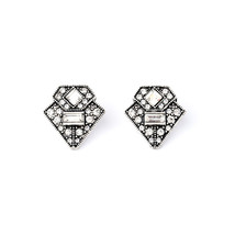 Art Deco Vintage Crystal Earrings, Banana Republic Style - £20.78 GBP