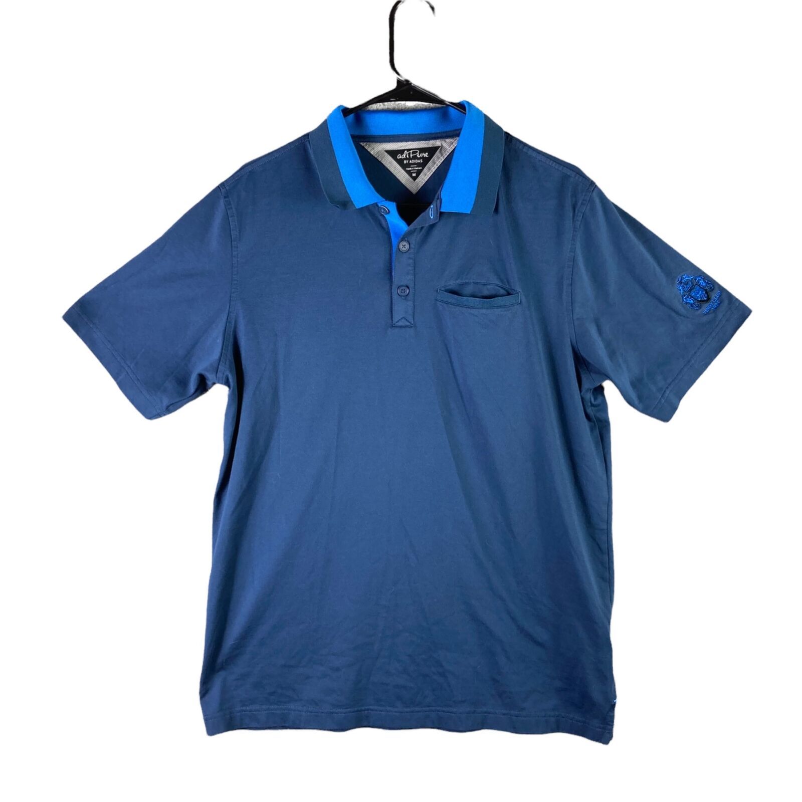 Primary image for Adidas Polo Shirt Golf Short Sleeve Mens Adipure Size Medium Blue Adi Pure