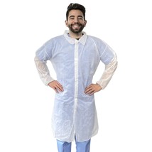 Disposable Lab Coat Large, 35 GSM PP White, 10 Pack - £20.07 GBP