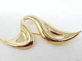 Infinite Breaking Wave Brooch Pin Vintage Gold Color Abstract - £11.86 GBP