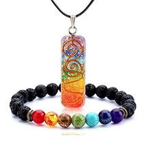 Seven Chakra Crystals Bracelet &amp; Pendant Combo for Peace, Healing, Yoga ... - $20.99