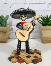 Black Mariachi Band Skeleton Folk Music Bass Player Figurine Day Of The Dead - £20.77 GBP