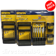 Irwin Drill &amp; Drive Set 60 Tips 9 Twist Drills 5 Spade Tips Container Pa... - £53.73 GBP