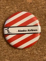 Vintage Alaska Airlines Promotional Pinback Pin Button Collectible 2.25&quot; - $8.15