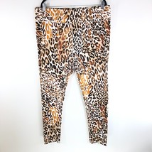 Roamans Leggings Pull On Knit Soft Stretch Leopard Print Beige Size 1X 2... - £11.39 GBP