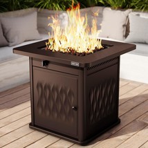 East Oak 28&#39;&#39; Propane Fire Pit Table, 50,000 Btu Steel Gas Firepit For, Brown - £194.29 GBP