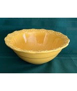 Vintage Yellow California Pottery Bowl 1970&#39;s Floral Edge + Center USA - $423.47 MXN