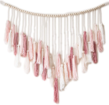 Large Macrame Wall Hanging with Wood Beads - Bohemian  Warm Blush Pink - 35&#39;&#39; X - $56.14