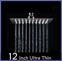 DiVA Luxury Bath Rain Fall Shower Head 12" Square Silver Chrome Fixture Set image 3