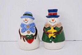 Mr. &amp; Mrs. Snowman Ceramic Salt &amp; Pepper Shakers Christmas Decorations 3... - £10.24 GBP