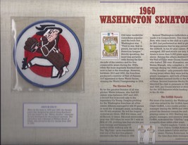 1960 Washington Senators  Cooperstone Collection Baseball Patch &amp; Stat Sheet - £6.23 GBP