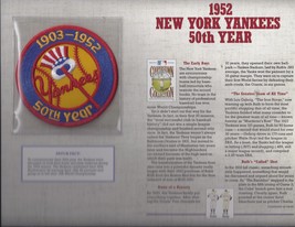 1952 New York Yankees 50th Year  Cooperstone Collection Baseball Patch &amp; Stat Sh - $7.95