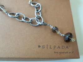 Silpada Sterling Link &amp; Citrine Smokey Quartz Necklace N1454 Retired - £69.63 GBP