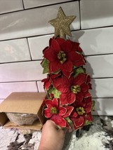 NEW AVON POINSETTIA CHRISTMAS TREE WITH LIGHTS 2007 14&quot; TABLE TOP DECORA... - $518.40 MXN